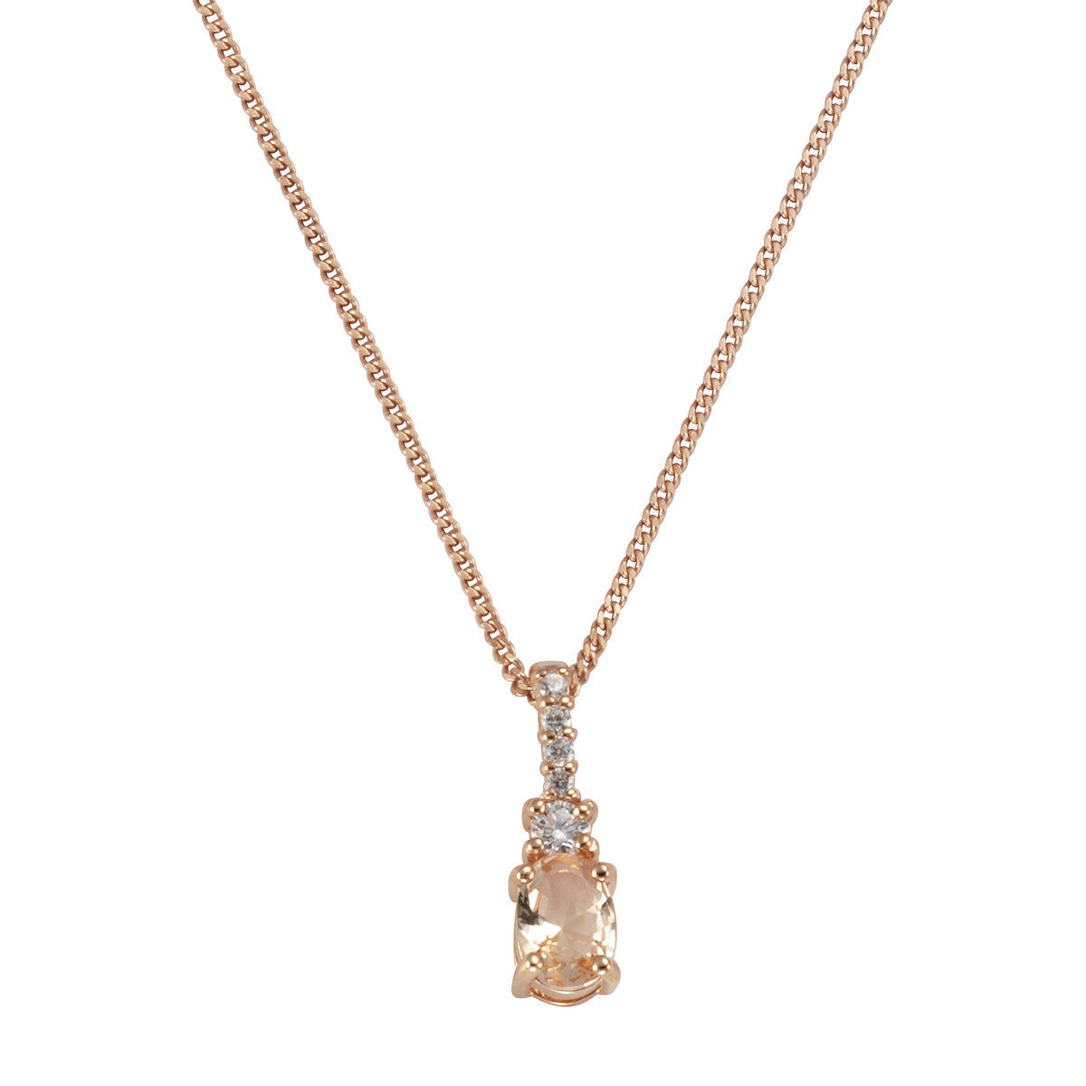Anhänger mit Kette Panzerkette 925/- Sterling Silber rotvergoldet 45cm Zirkonia 0,28ct