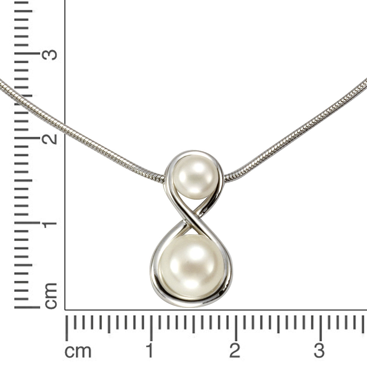 Halskette Schlangenkette 925/- Sterling Silber rhodiniert 42cm Süßwasserzuchtperle