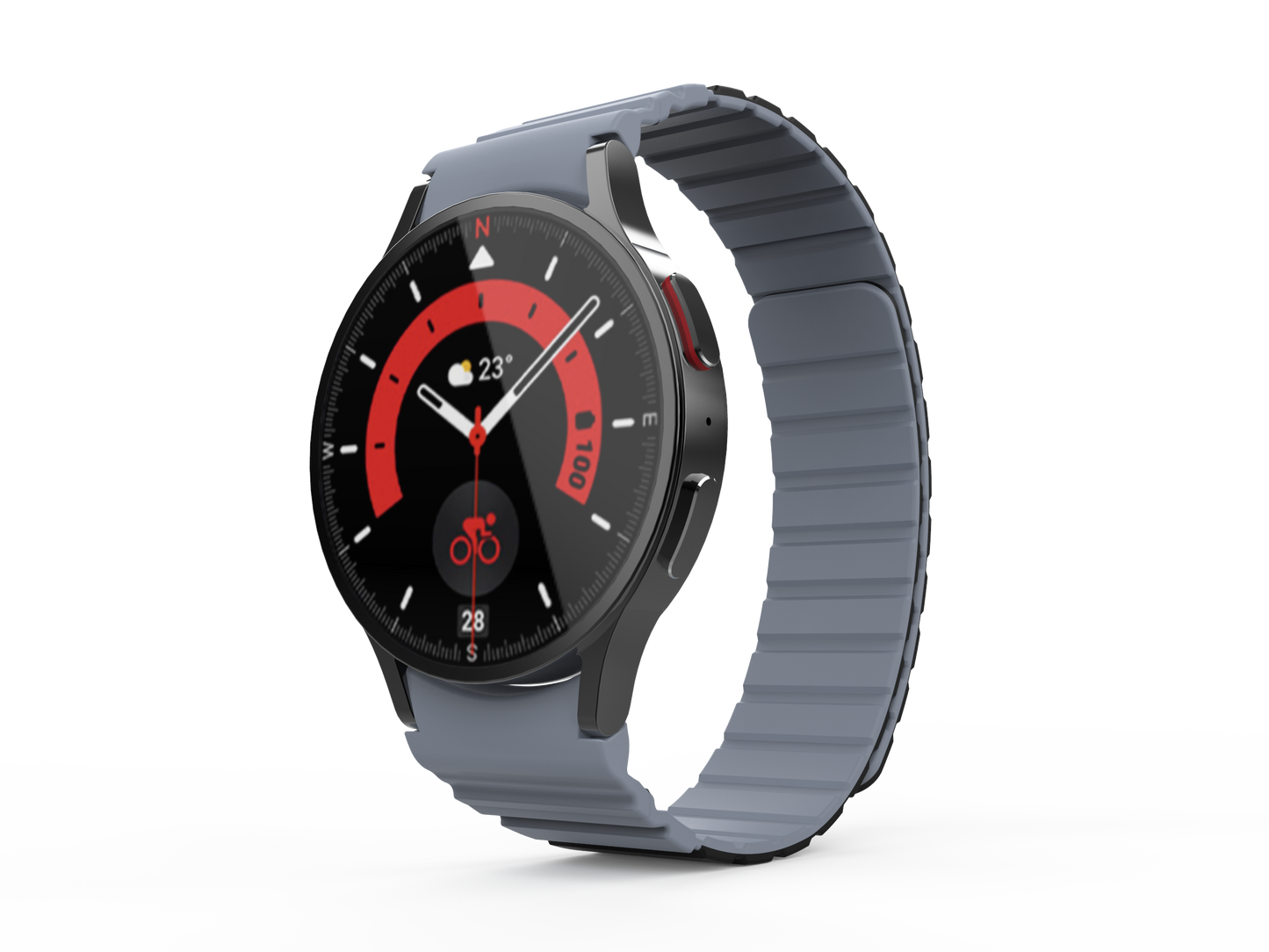 SYSTEM-S Armband 20 mm aus Silikon magnetisch für Samsung Galaxy Watch 5 4 in Schwarz