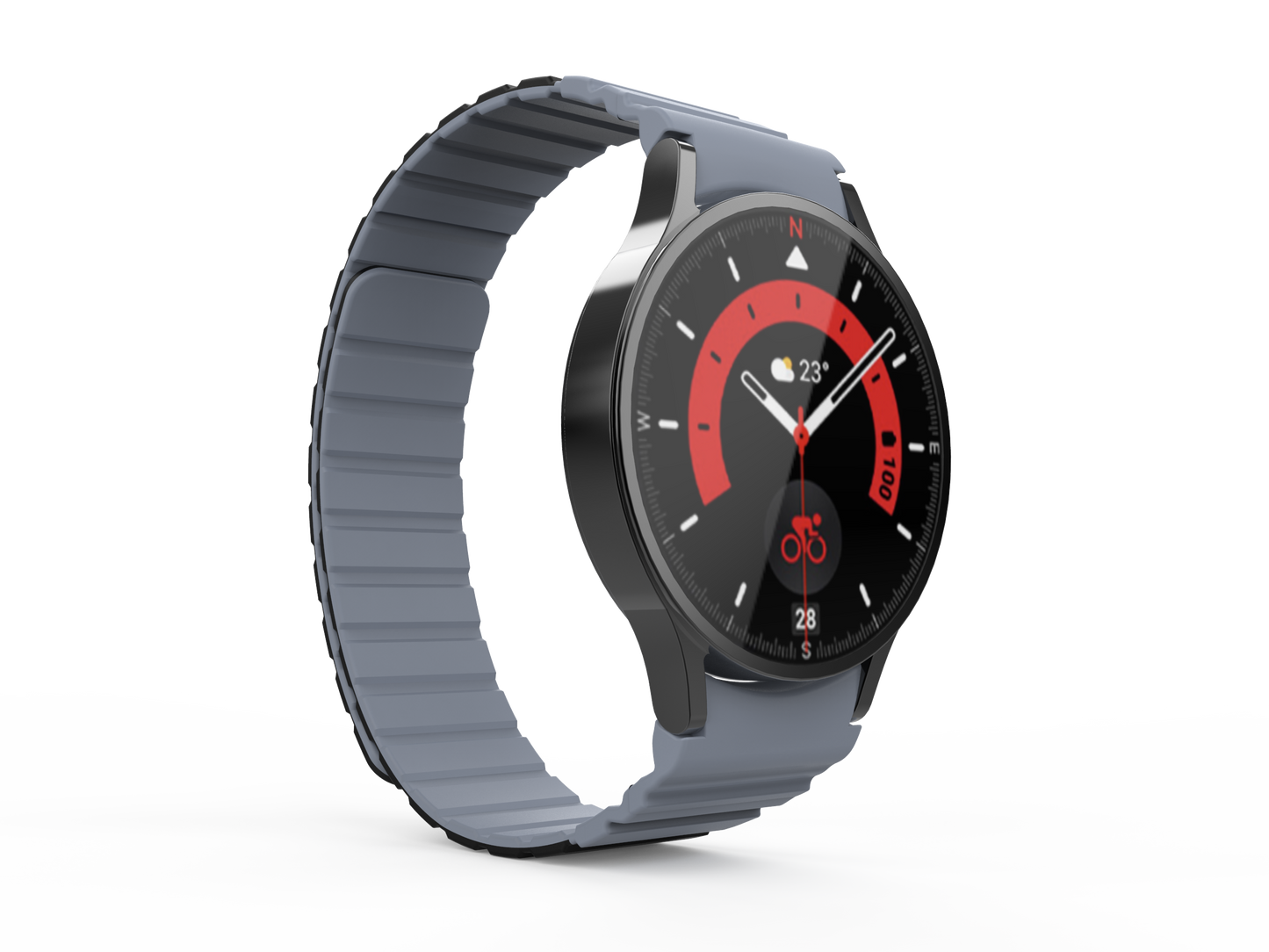 SYSTEM-S Armband 20 mm aus Silikon magnetisch für Samsung Galaxy Watch 5 4 in Schwarz