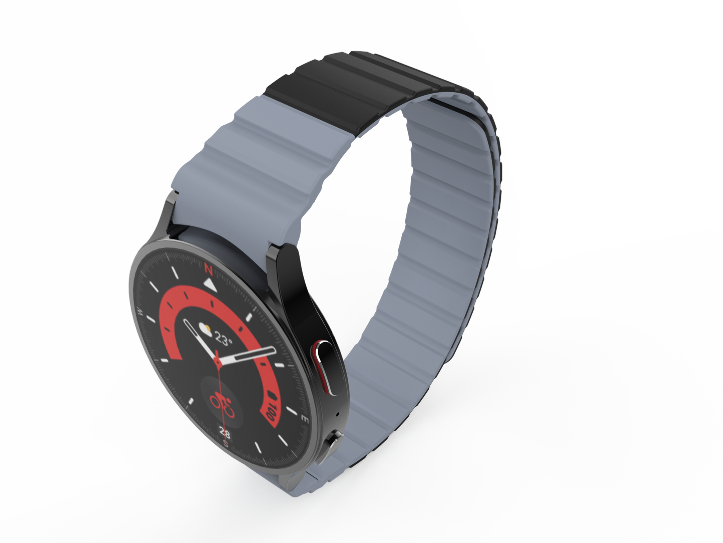 SYSTEM-S Armband 20 mm aus Silikon magnetisch für Samsung Galaxy Watch 5 4 in Schwarz