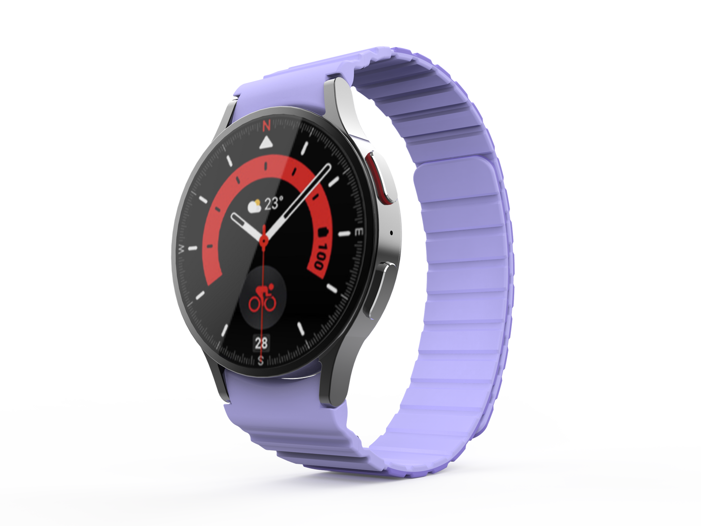 SYSTEM-S Armband 20 mm aus Silikon magnetisch für Samsung Galaxy Watch 5 4 in Lila