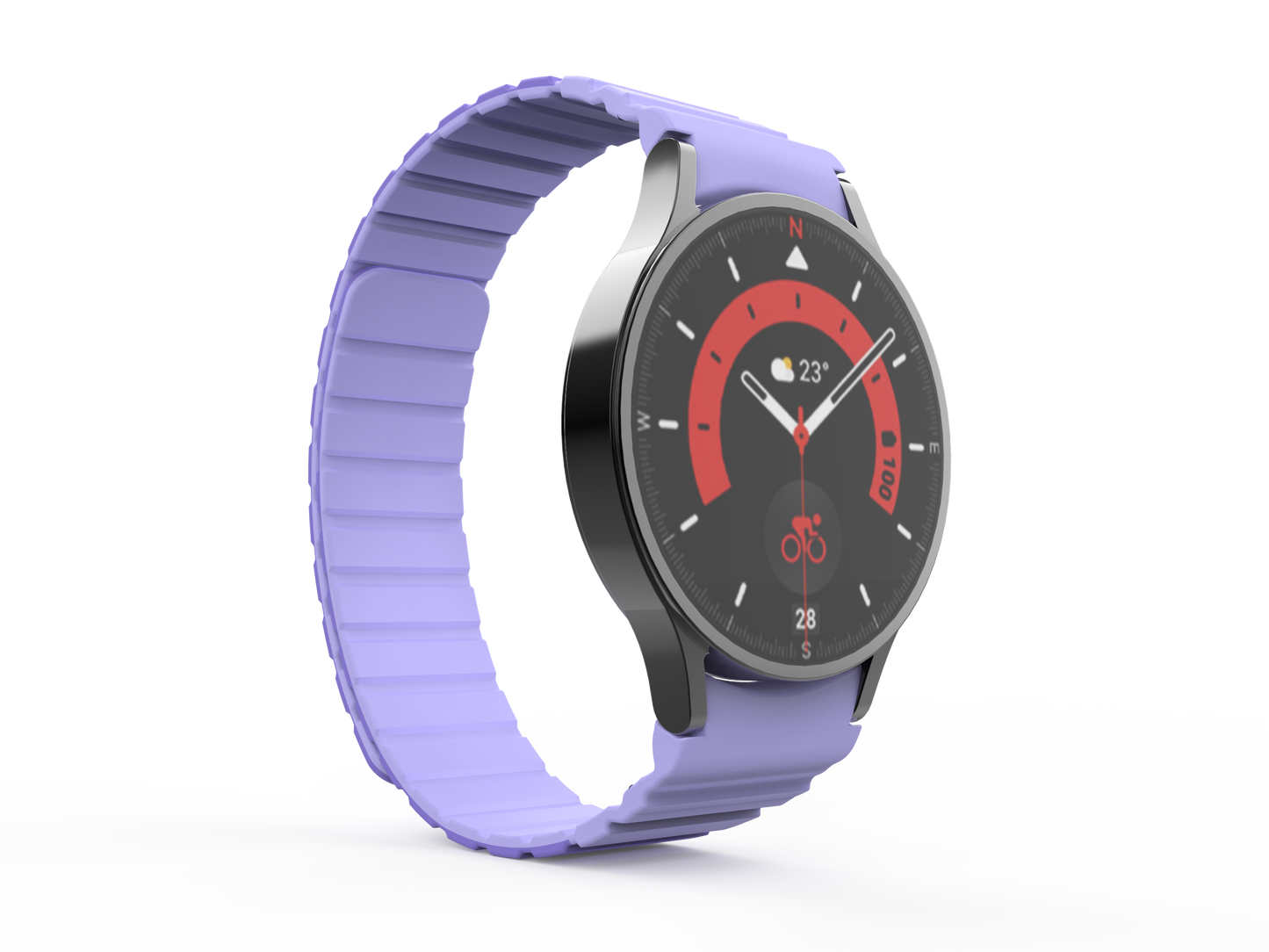 SYSTEM-S Armband 20 mm aus Silikon magnetisch für Samsung Galaxy Watch 5 4 in Lila