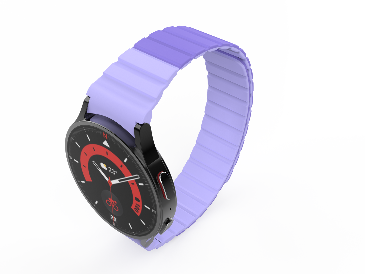 SYSTEM-S Armband 20 mm aus Silikon magnetisch für Samsung Galaxy Watch 5 4 in Lila
