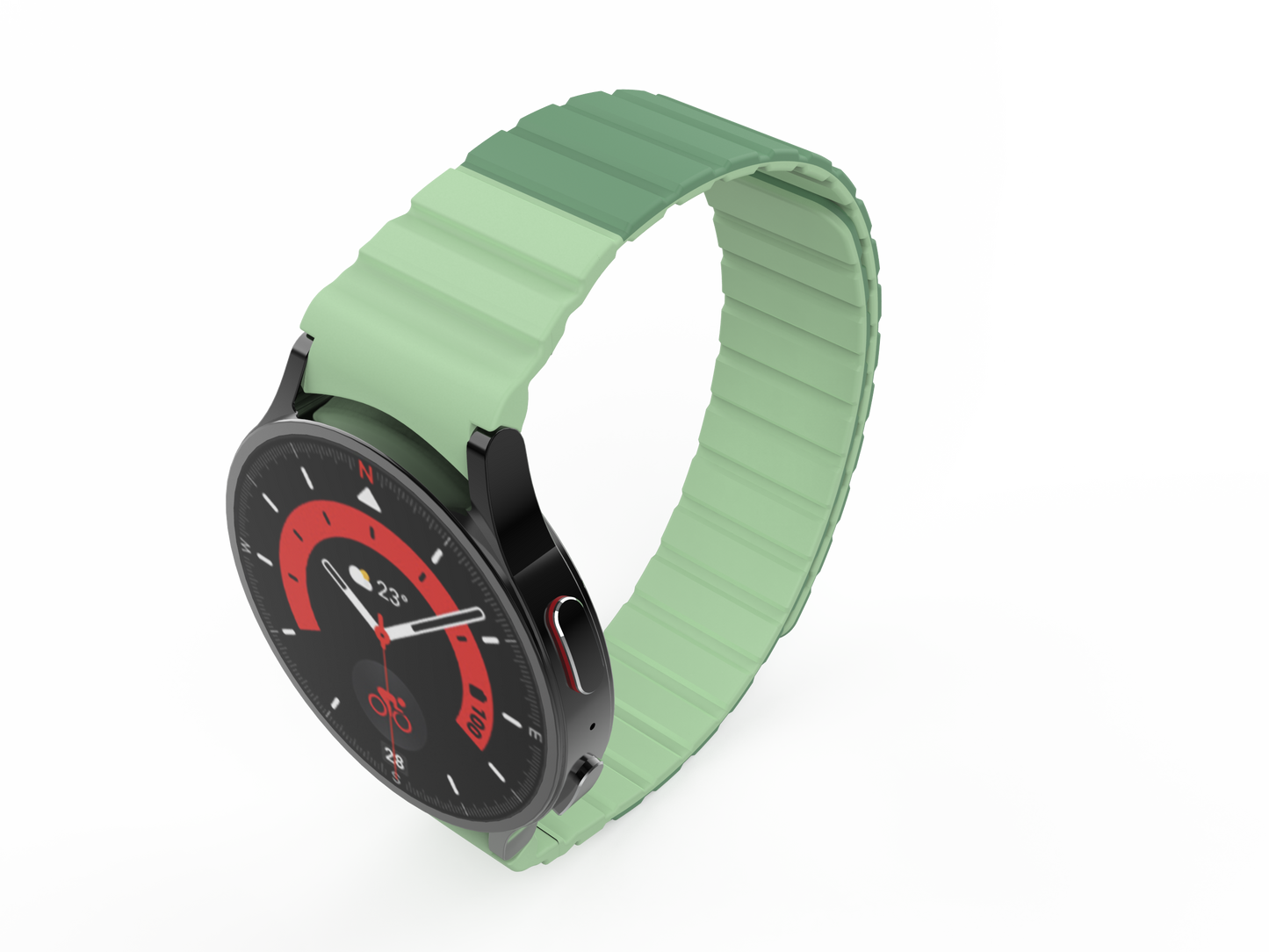 SYSTEM-S Armband 20 mm aus Silikon magnetisch für Samsung Galaxy Watch 5 4 in Grün