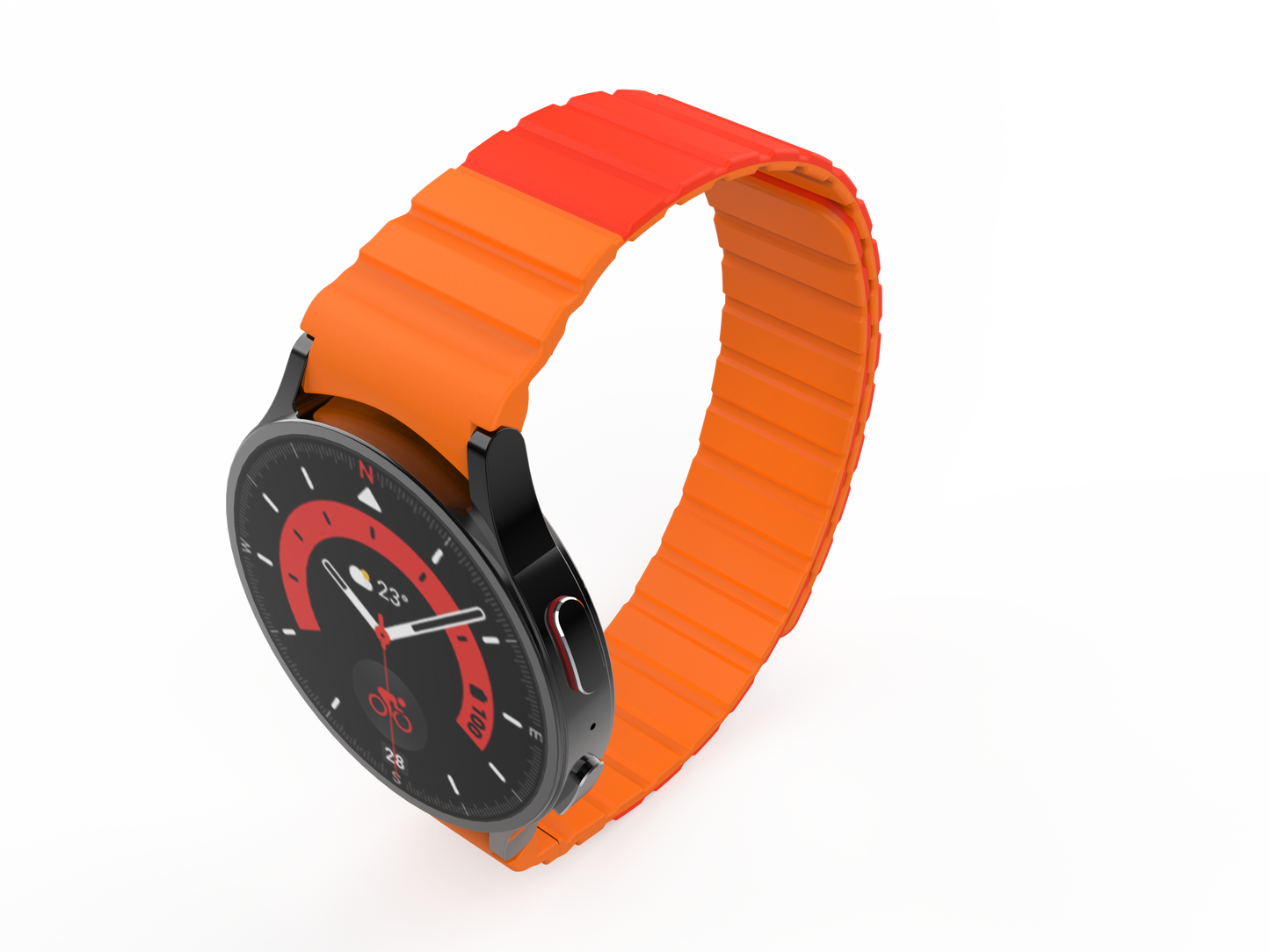 SYSTEM-S Armband 20 mm aus Silikon magnetisch für Samsung Galaxy Watch 5 4 in Rot