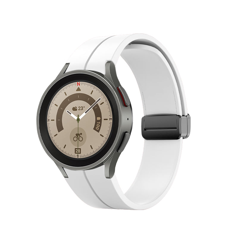 SYSTEM-S Armband 20 mm aus Silikon für Samsung Galaxy Watch 5 4 Smartwatch in Weiß