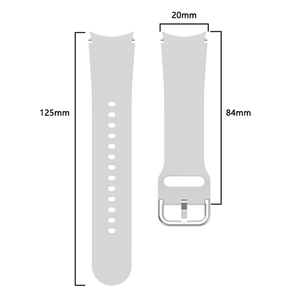 SYSTEM-S Armband flexibel aus Silikon 20mm für Samsung Galaxy Watch 4 Smartwatch Weiß