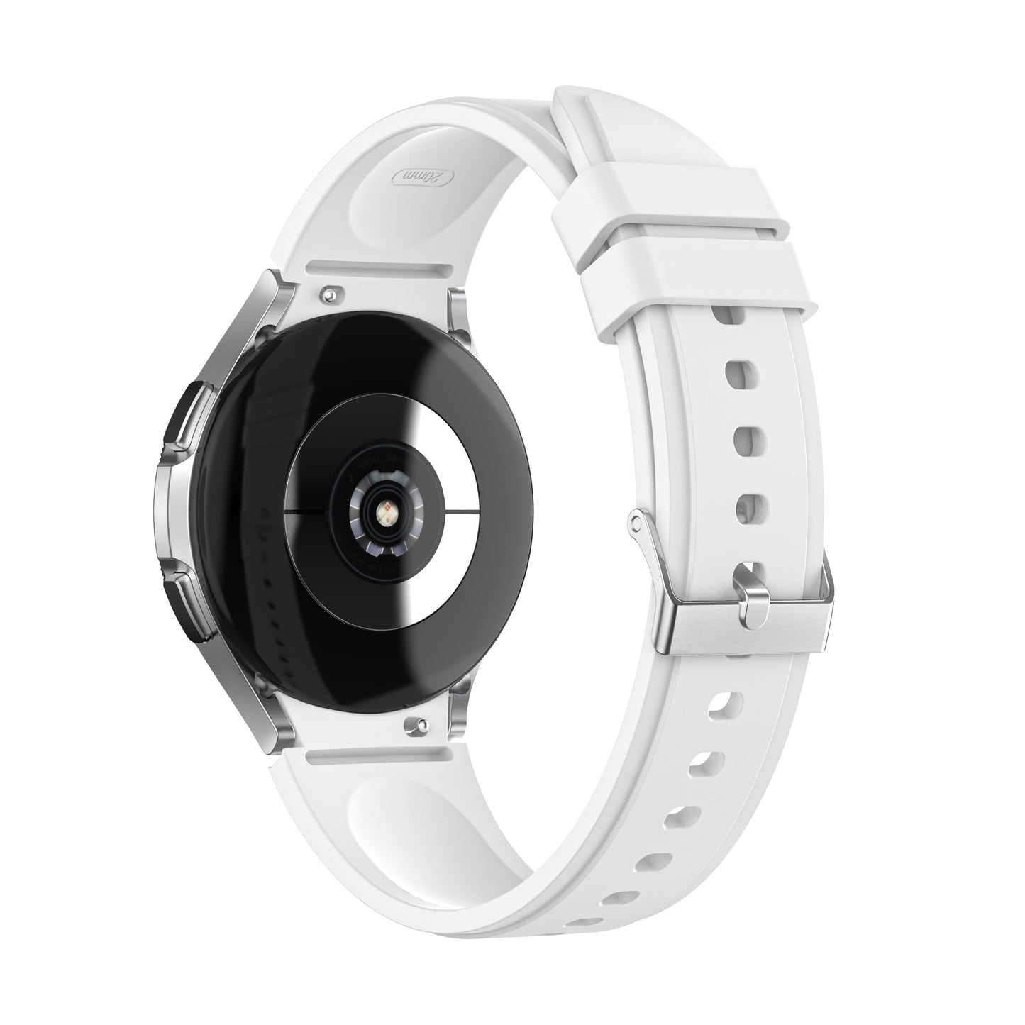 SYSTEM-S Armband flexibel aus Silikon 20mm für Samsung Galaxy Watch 4 Smartwatch Weiß