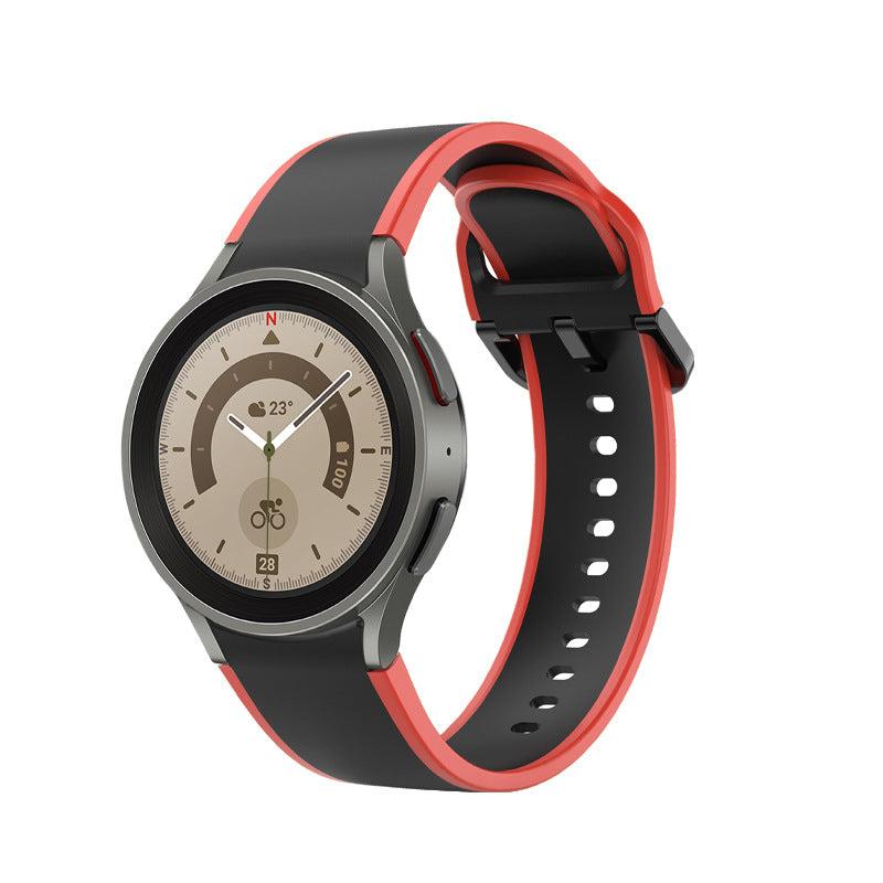 SYSTEM-S Armband 20 mm aus Silikon für Samsung Galaxy Watch 5 4 Smartwatch Rot Schwarz