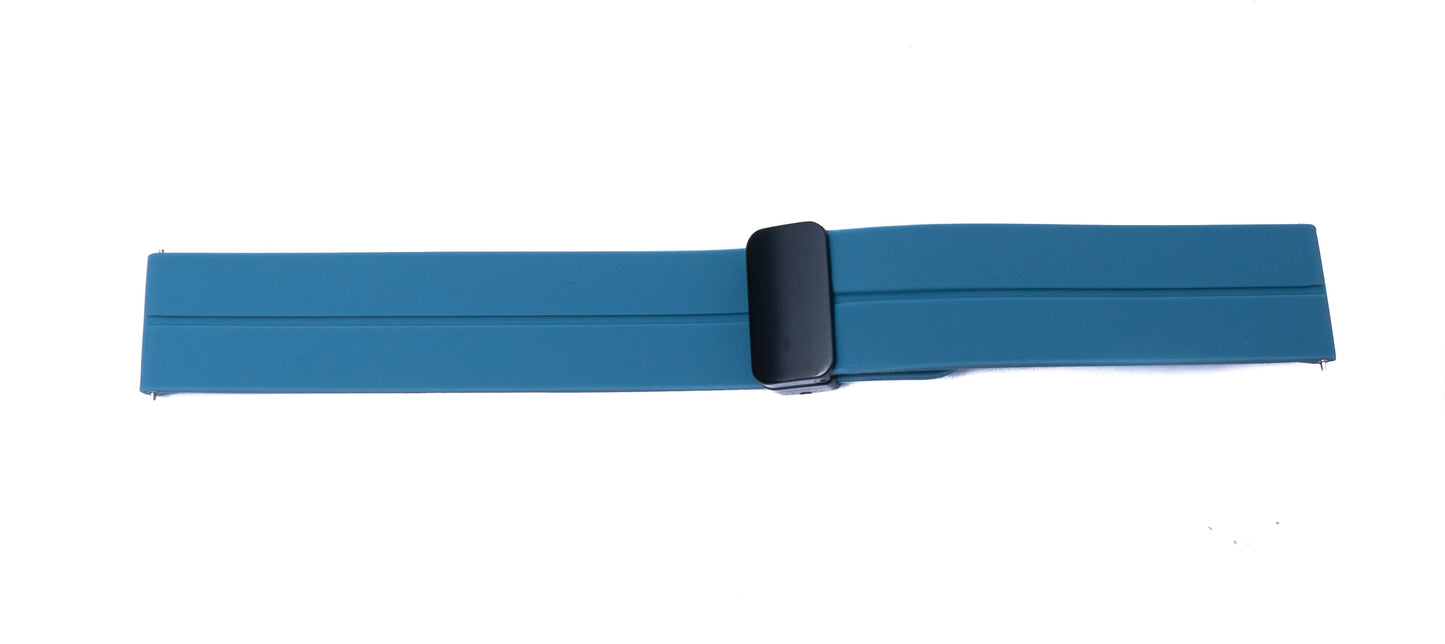 SYSTEM-S Armband 20 mm aus Silikon mit Kippfaltschließe für Smartwatch in Hellblau