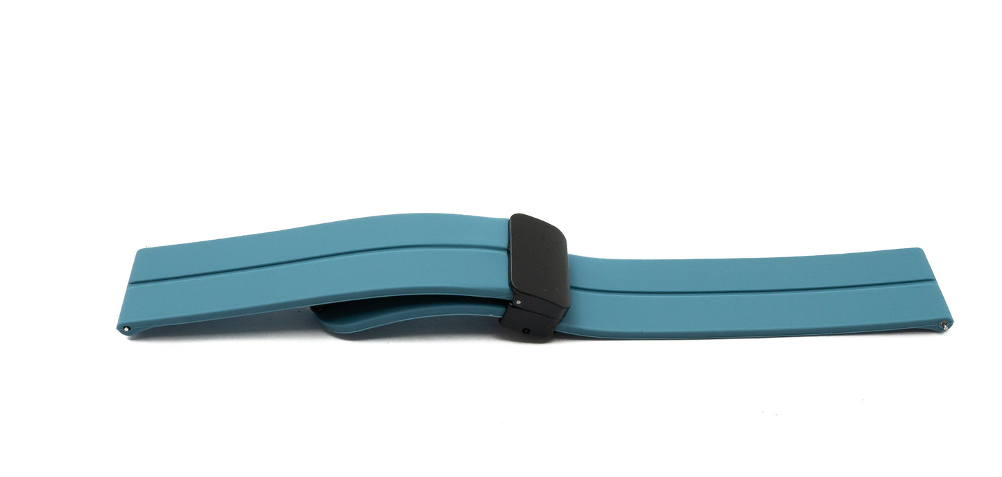 SYSTEM-S Armband 20 mm aus Silikon mit Kippfaltschließe für Smartwatch in Hellblau