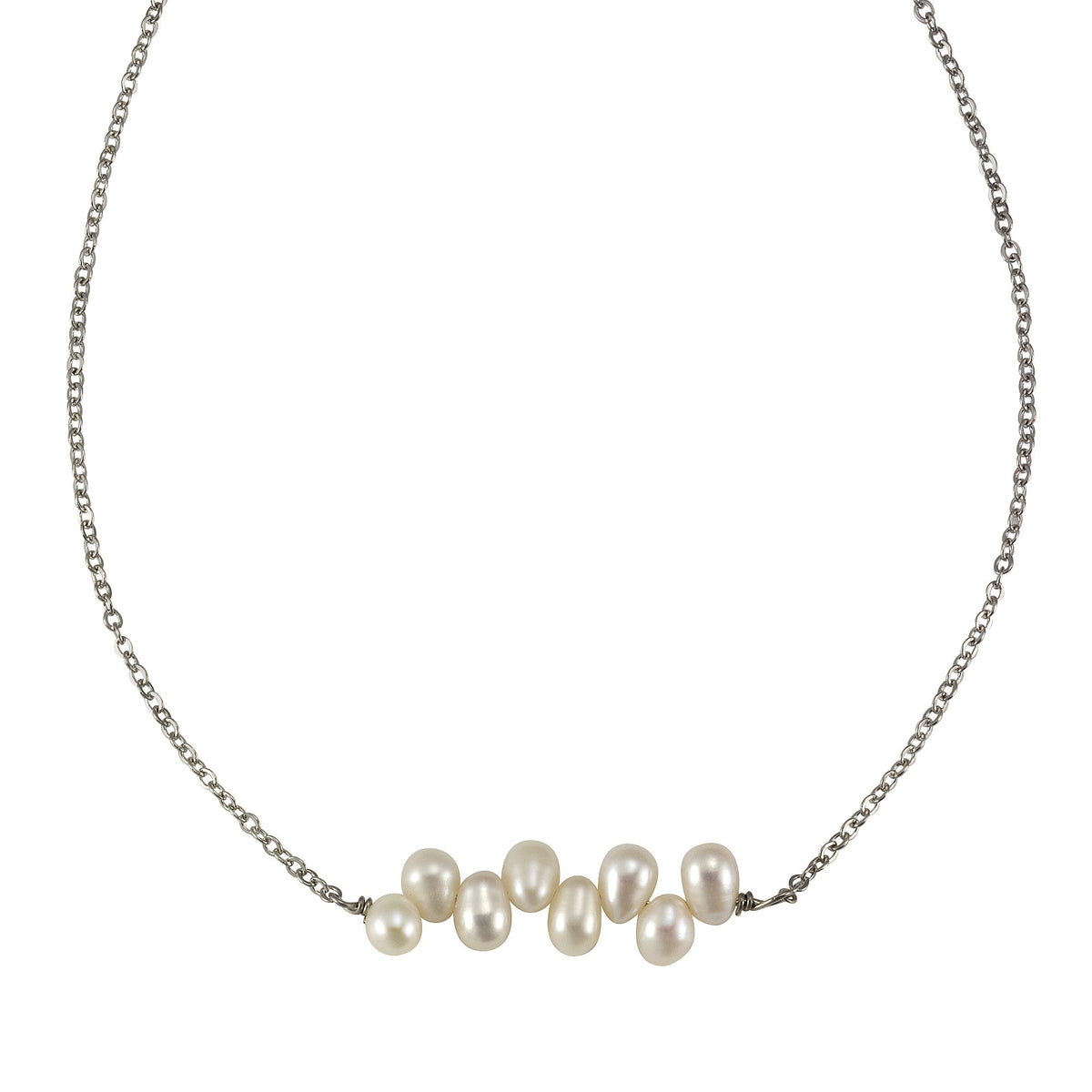 Collier Perlenkette 925/- Sterling Silber rhodiniert 42cm Süßwasserzuchtperle