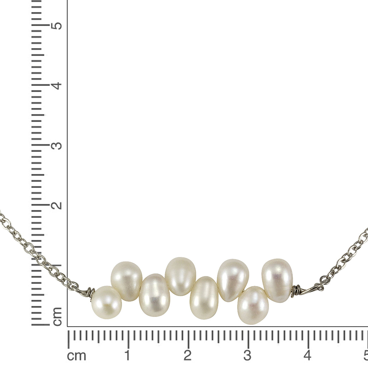 Collier Perlenkette 925/- Sterling Silber rhodiniert 42cm Süßwasserzuchtperle