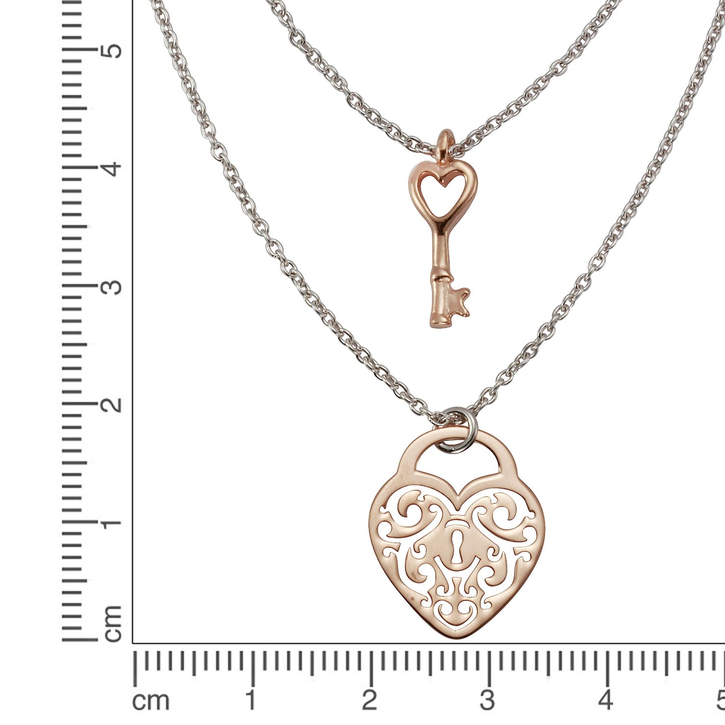 Collier Ankerkette 925/- Sterling Silber rhodiniert, rosèvergoldet 40cm