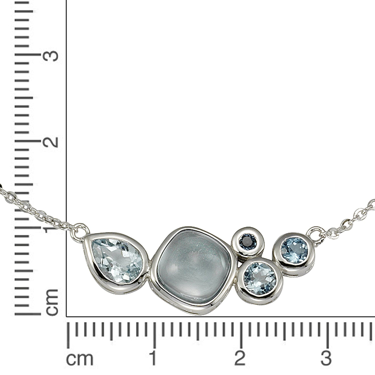 Halskette keine / nicht relevant 925/- Sterling Silber rhodiniert 48cm Blautopas beh.
