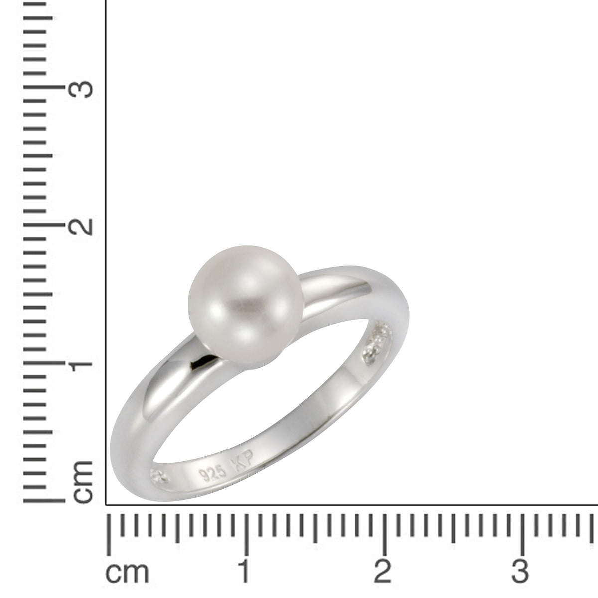 Ring 925/- Sterling Silber rhodiniert Süßwasserzuchtperle