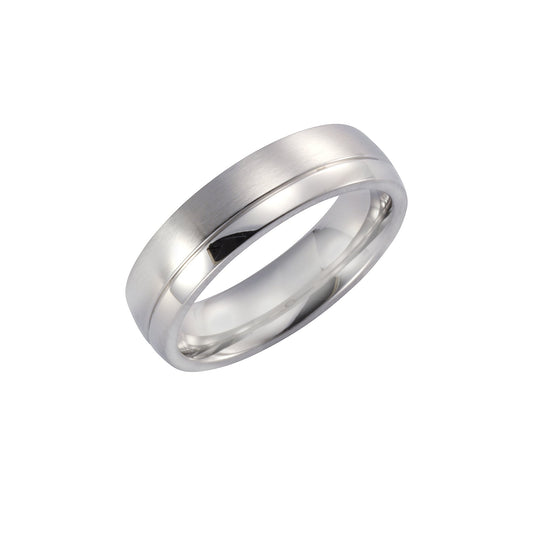 Zeeme Stainless Steel - Unisex-Ring aus Edelstahl glanz/mattiert 6mm breit