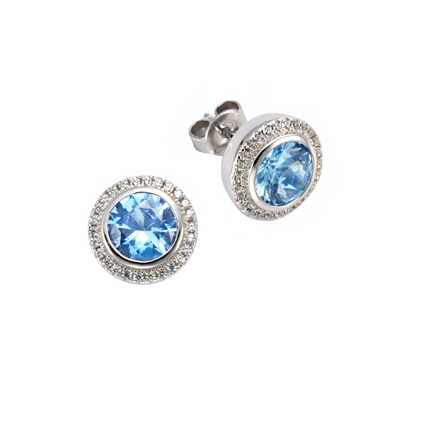 Ohrring 925/- Sterling Silber rhodiniert 1,1 sy. Blautopas