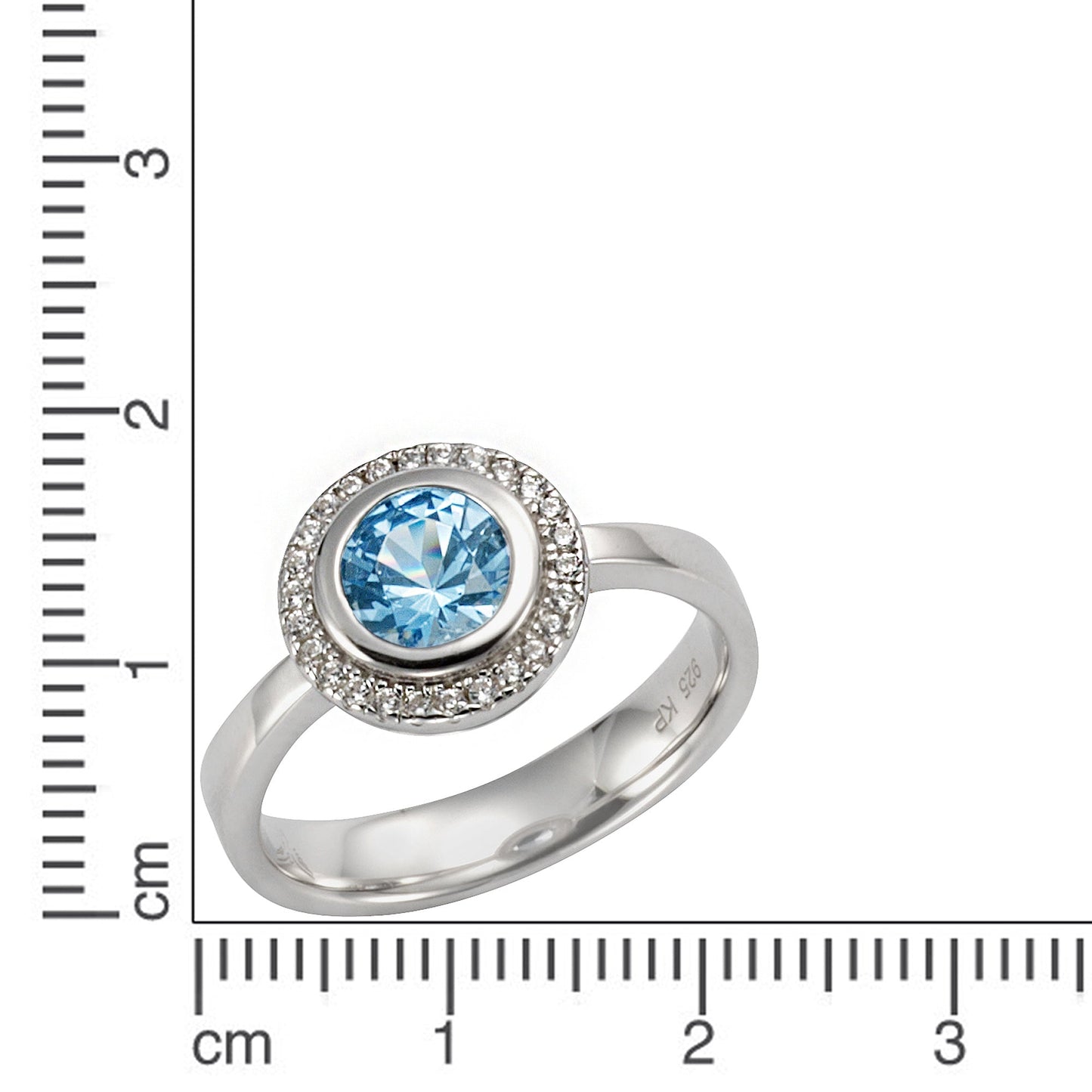 Ring 925/- Sterling Silber rhodiniert sy. Blautopas