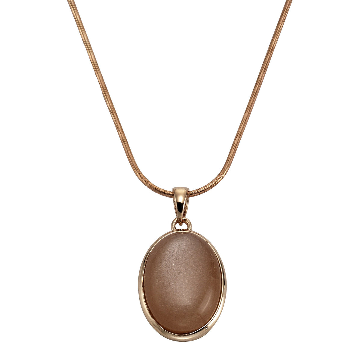 Anhänger mit Kette Schlangenkette 925/- Sterling Silber rotvergoldet 47,0cm Mondstein