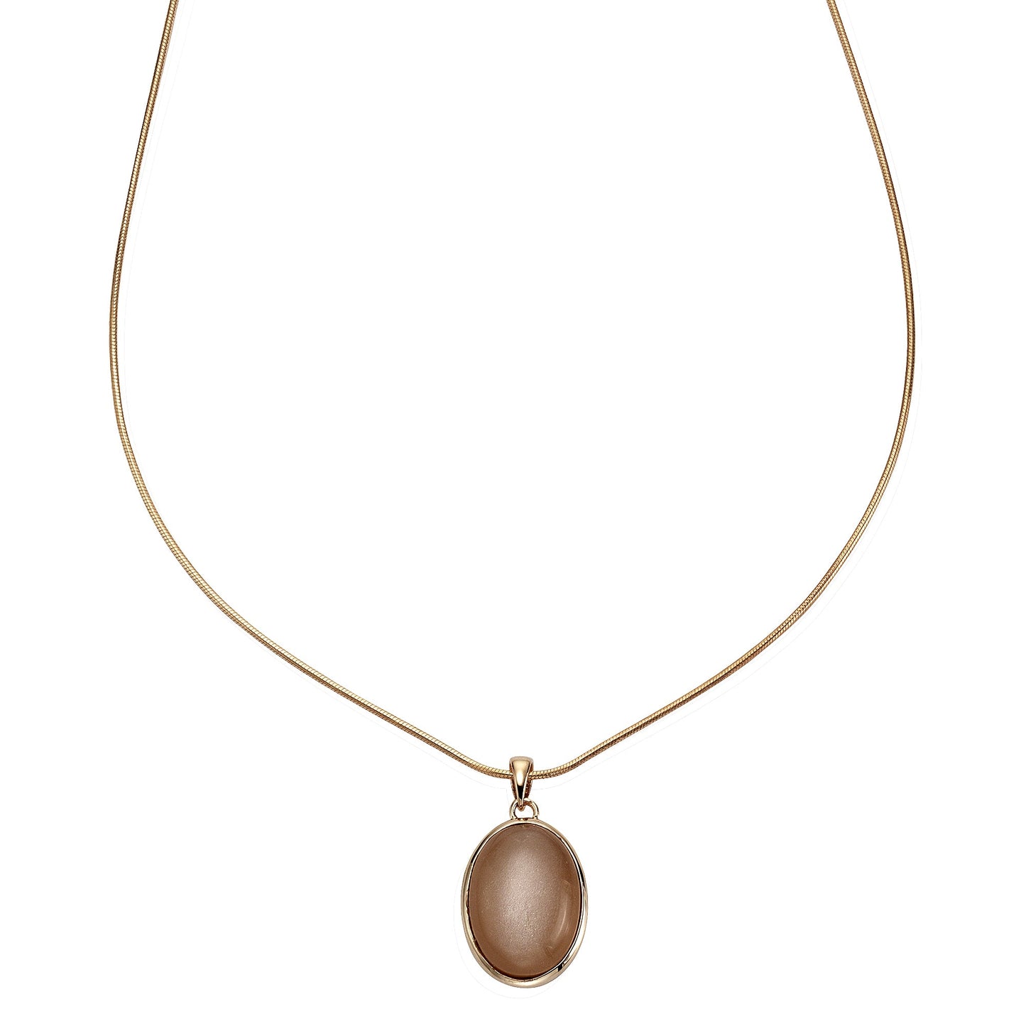 Anhänger mit Kette Schlangenkette 925/- Sterling Silber rotvergoldet 47,0cm Mondstein
