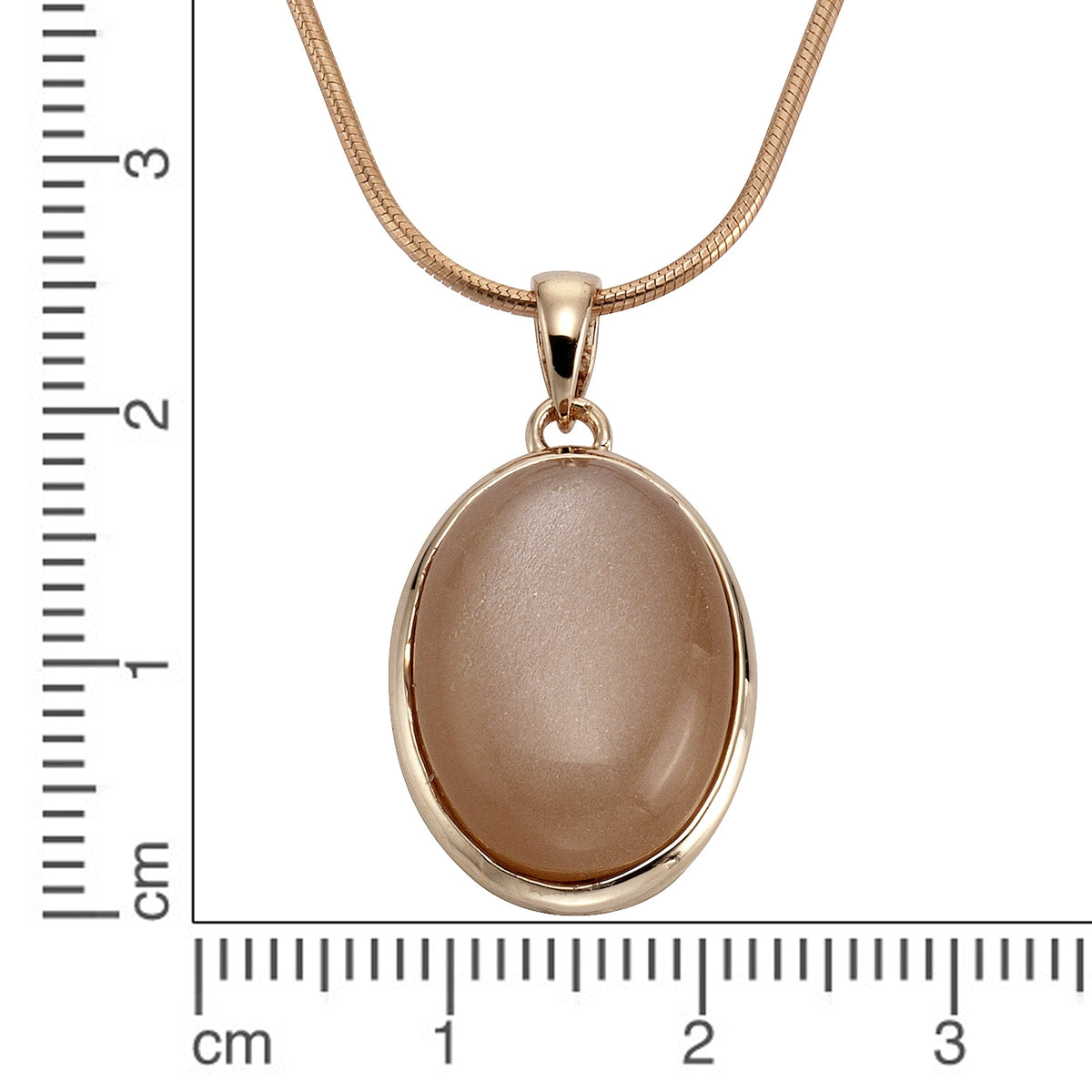 Anhänger mit Kette Schlangenkette 925/- Sterling Silber rotvergoldet 47,0cm Mondstein