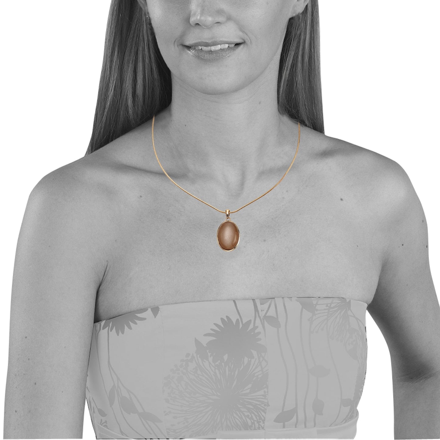 Anhänger mit Kette Schlangenkette 925/- Sterling Silber rotvergoldet 47,0cm Mondstein