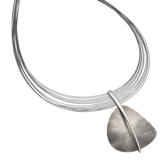 Collier aus 925/- Sterling Silber rhodiniert, Stahl + Titan grau