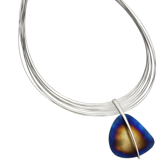 Collier aus 925/- Sterling Silber rhodiniert, Stahl + Titan farbig
