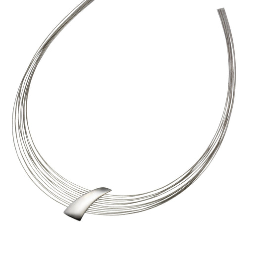 Collier aus 925/- Sterling Silber rhodiniert und Stahl - 12-reihig