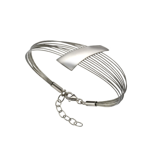Armband 925/- Sterling Silber rhodiniert+ Stahl mit 17+3cm Länge