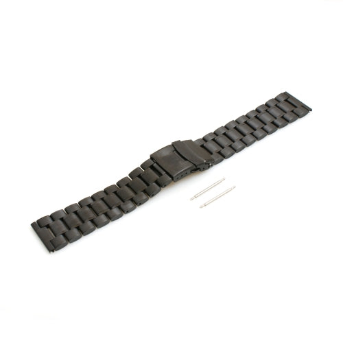 SYSTEM-S 22mm Edelstahl-Uhrenarmband – Schwarz – mit Faltschließe und Federstegen