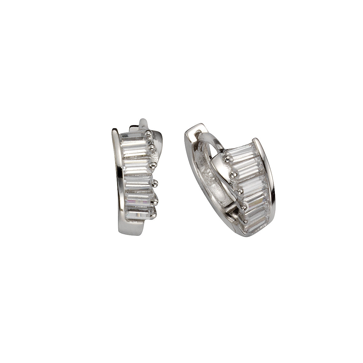 Klappcreolen 925/- Sterling Silber rhodiniert 1,6cm Zirkonia