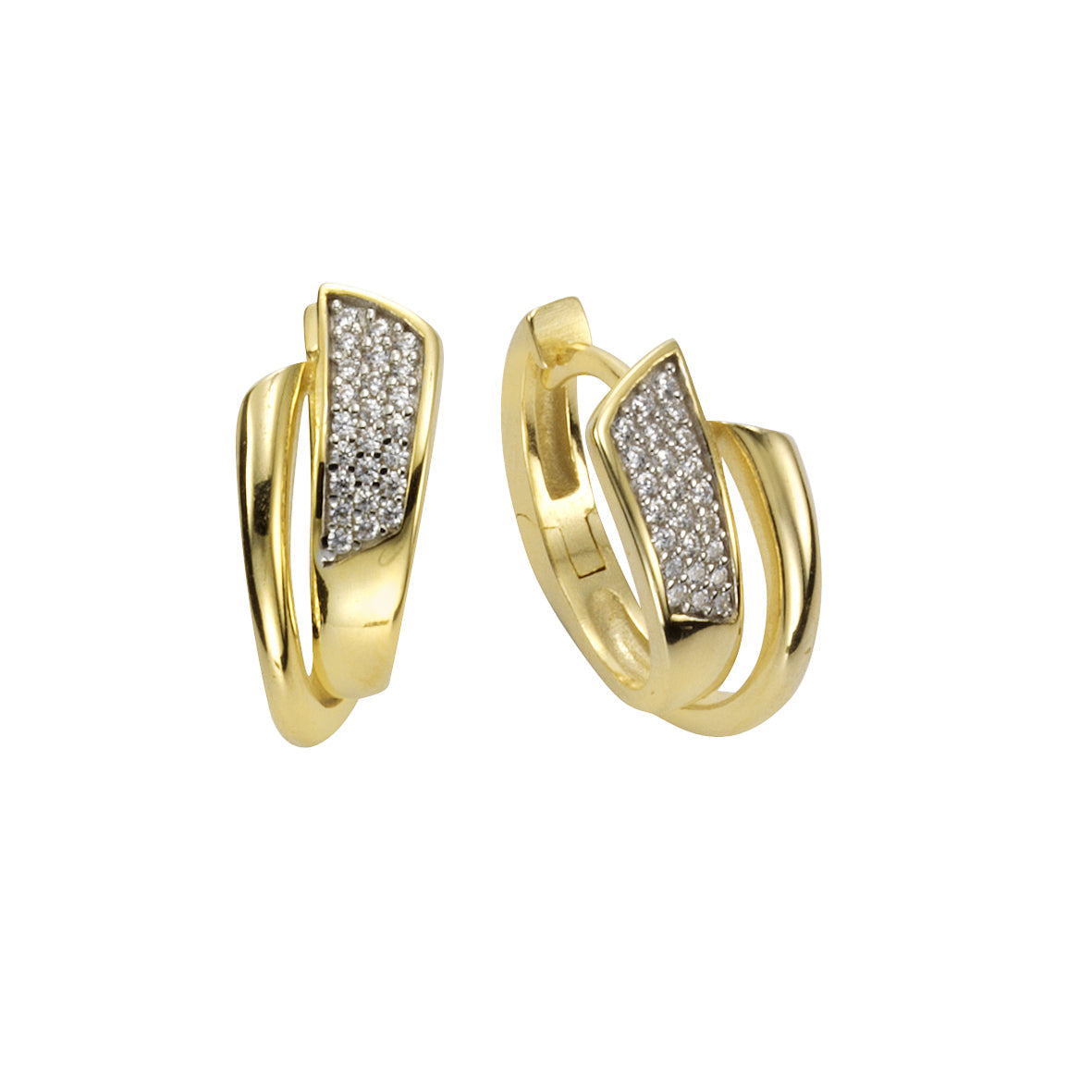 Klappcreolen 925/- Sterling Silber rhodiniert 1,8cm Zirkonia