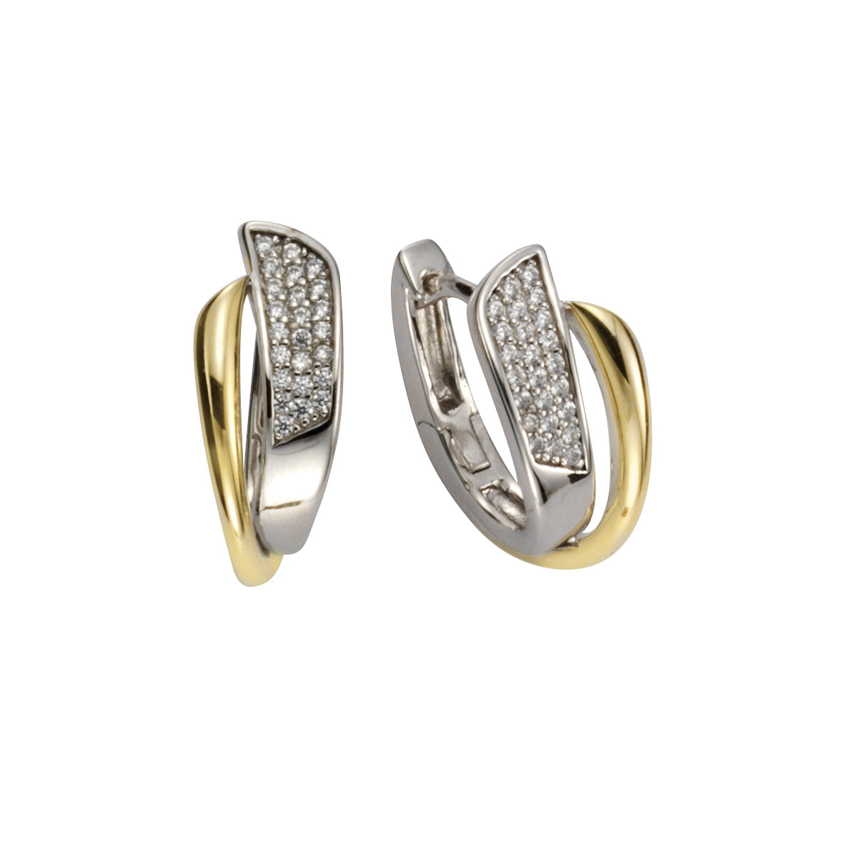 Klappcreolen 925/- Sterling Silber rhodiniert 1,8cm Zirkonia
