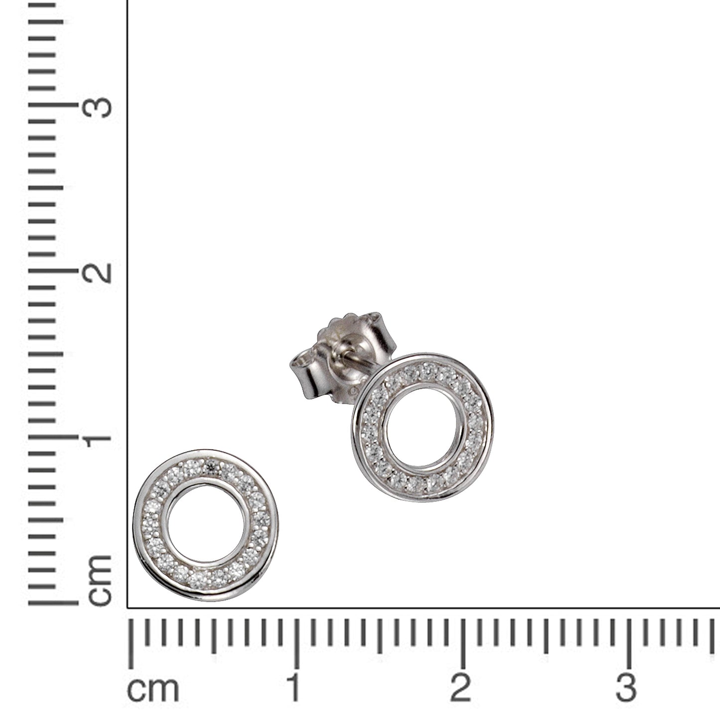 Ohrstecker 925/- Sterling Silber rhodiniert 0,9cm Zirkonia