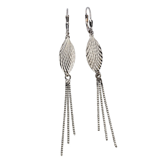 Ohrringe 925 Silber rhodiniert, 3-reihig mit 8,2cm Länge