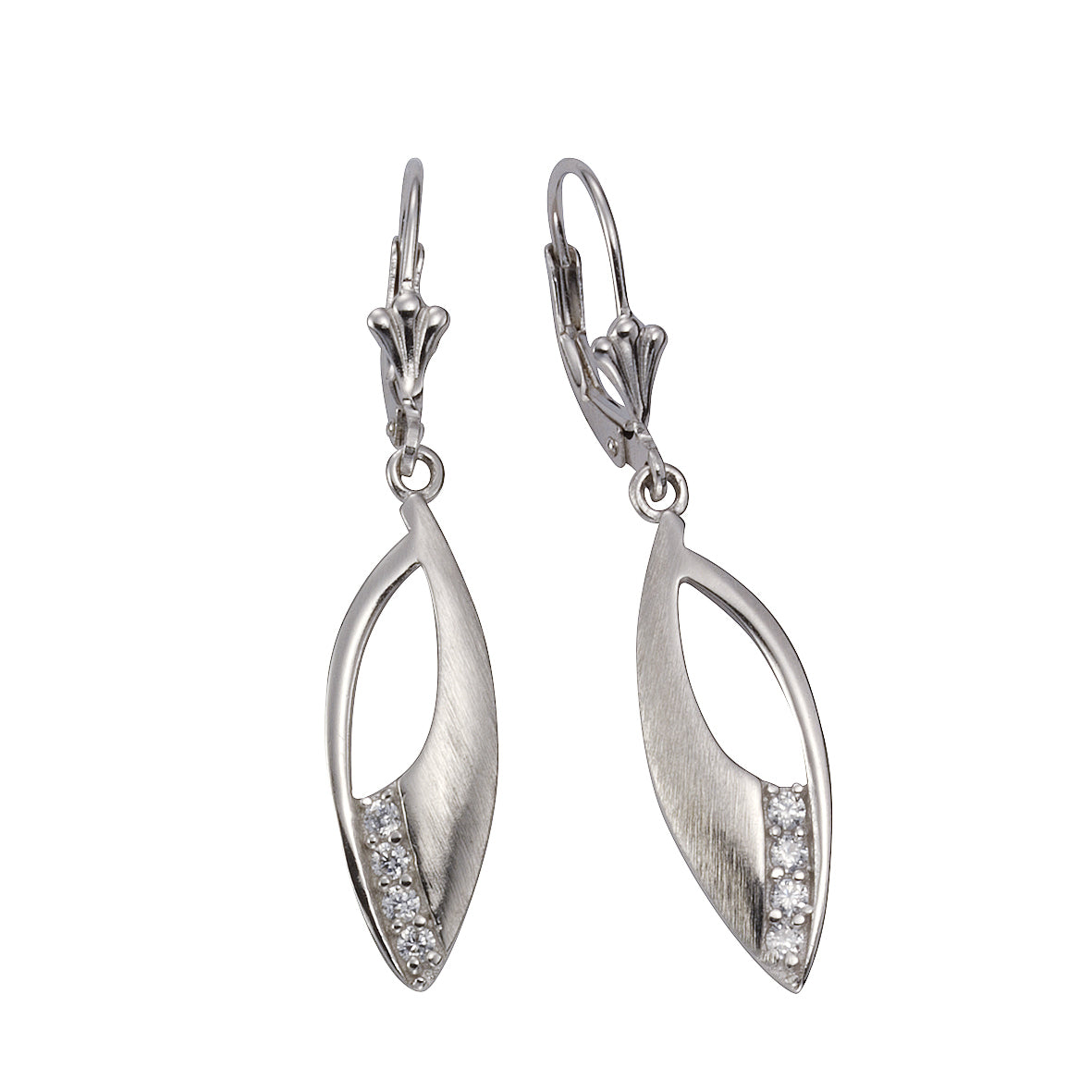 Ohrhänger 925/- Sterling Silber rhodiniert 4,1cm Zirkonia