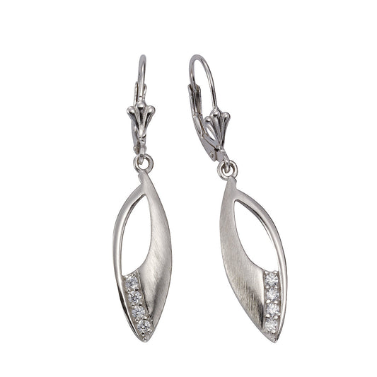 Ohrhänger 925 Silber rhodiniert mit 8 weißen Zirkonia-Steinen und 4,1cm Länge