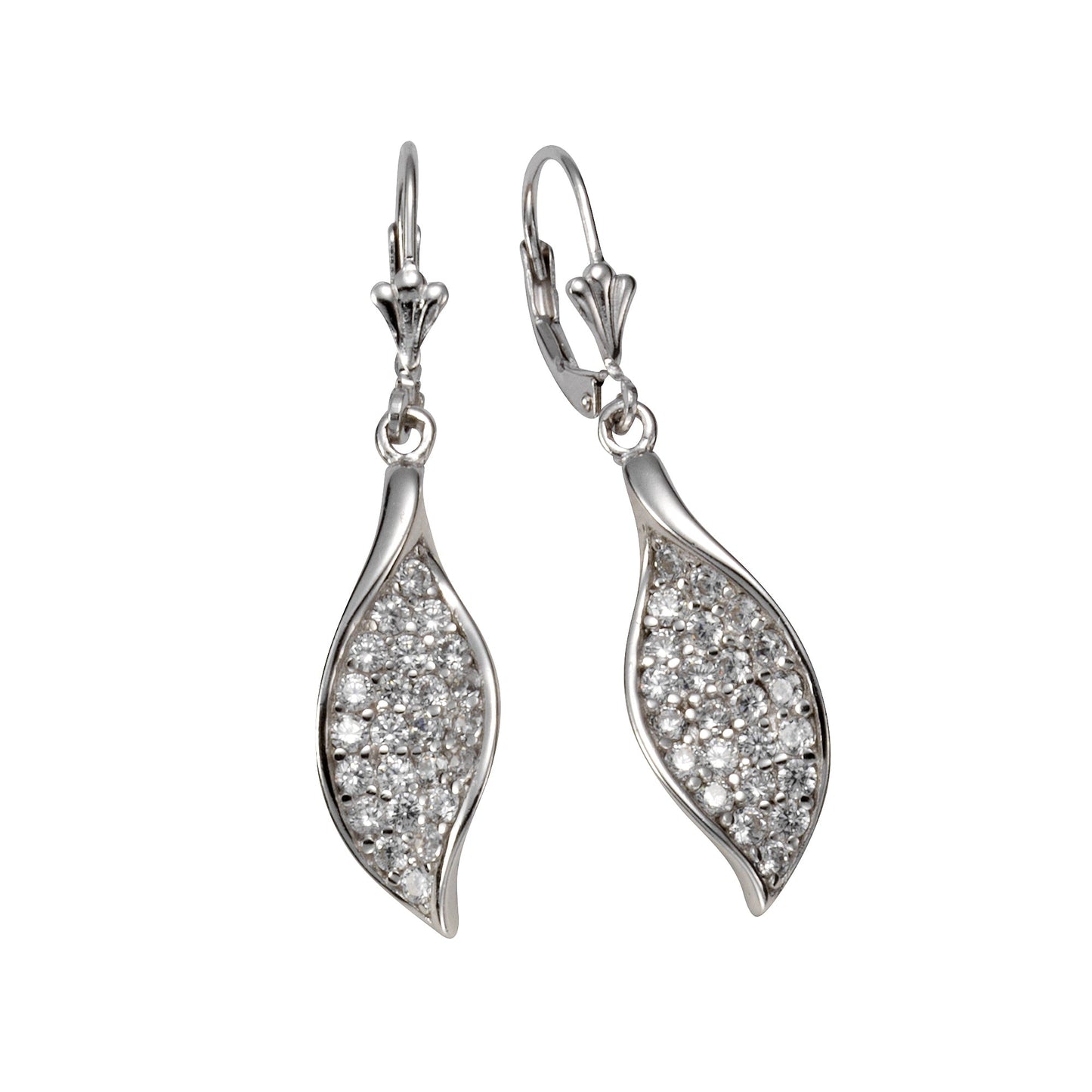 Ohrhänger 925/- Sterling Silber rhodiniert 4,3cm Zirkonia