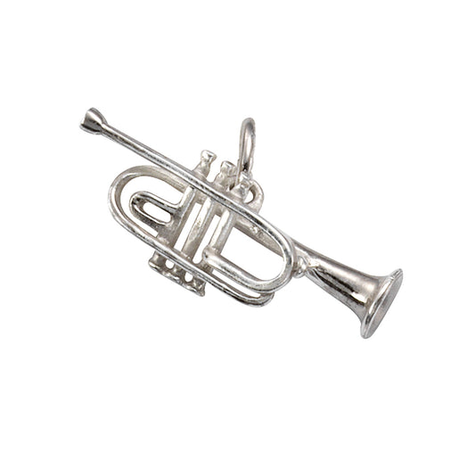 Anhänger Silber 925 rhodiniert Motiv Trompete mit 2,4cm Länge