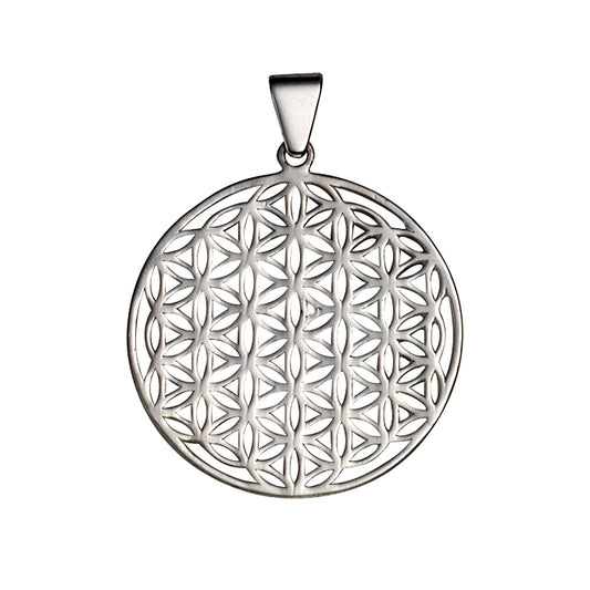 Anhänger Silber 925 rhodiniert Motiv Blume des Lebens 19,5mm Durchmesser