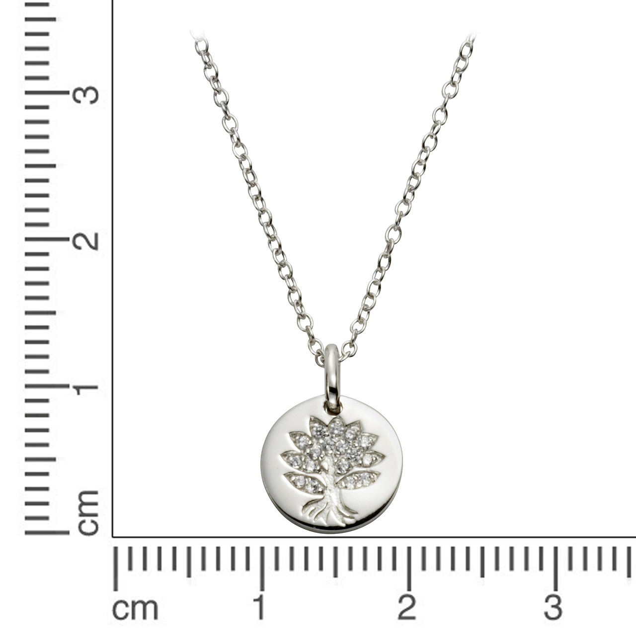 Echtschmuck Anhänger mit Kette Damen 925 Sterling Silber rhodiniert Lebensbaum 42+5cm