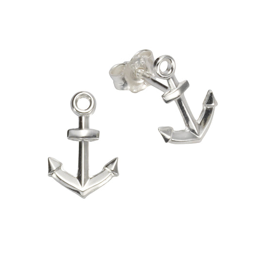 Ohrringe Silber 925 rhodiniert Anker mit 11mm Länge und 8mm Breite