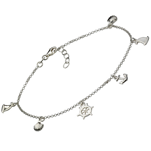 Fußkette 925/- Sterling Silber rhodiniert 25,0cm