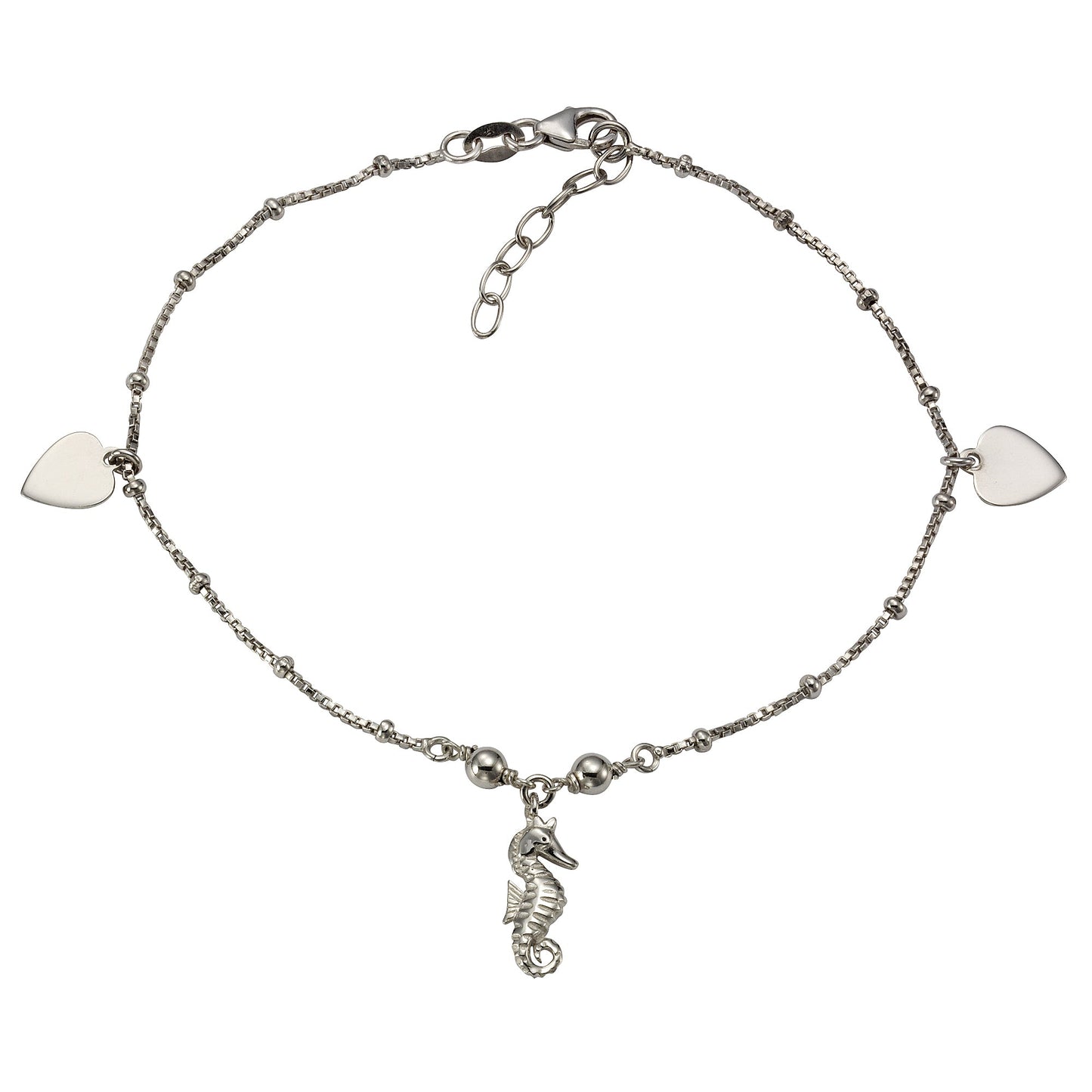 Fußkette Venezianerkette 925/- Sterling Silber rhodiniert 25,5cm