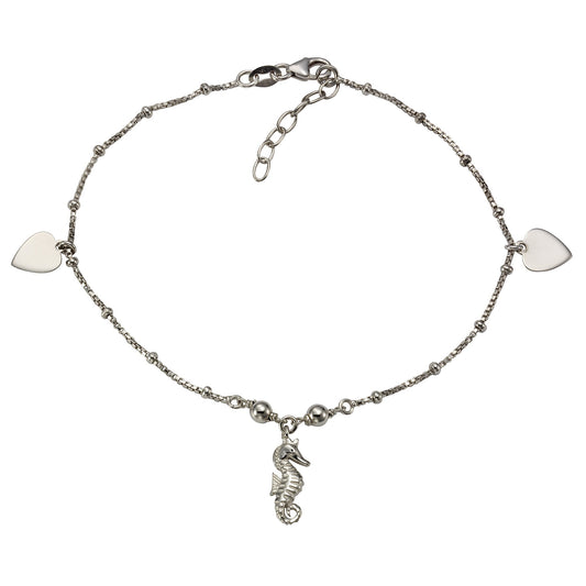 Fußkette Venezianerkette 925/- Sterling Silber rhodiniert 25,5cm