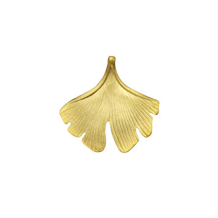 Anhänger Ginkgo aus 333/- Gelbgold mit 16cm Länge und mattierter Oberfläche