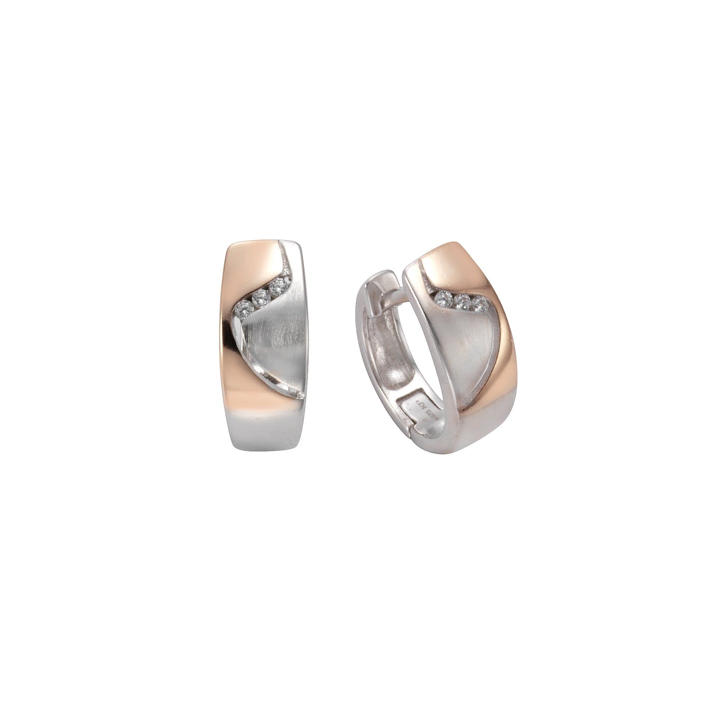 Klappcreolen 925/- Sterling Silber rhodiniert 1,5cm Zirkonia